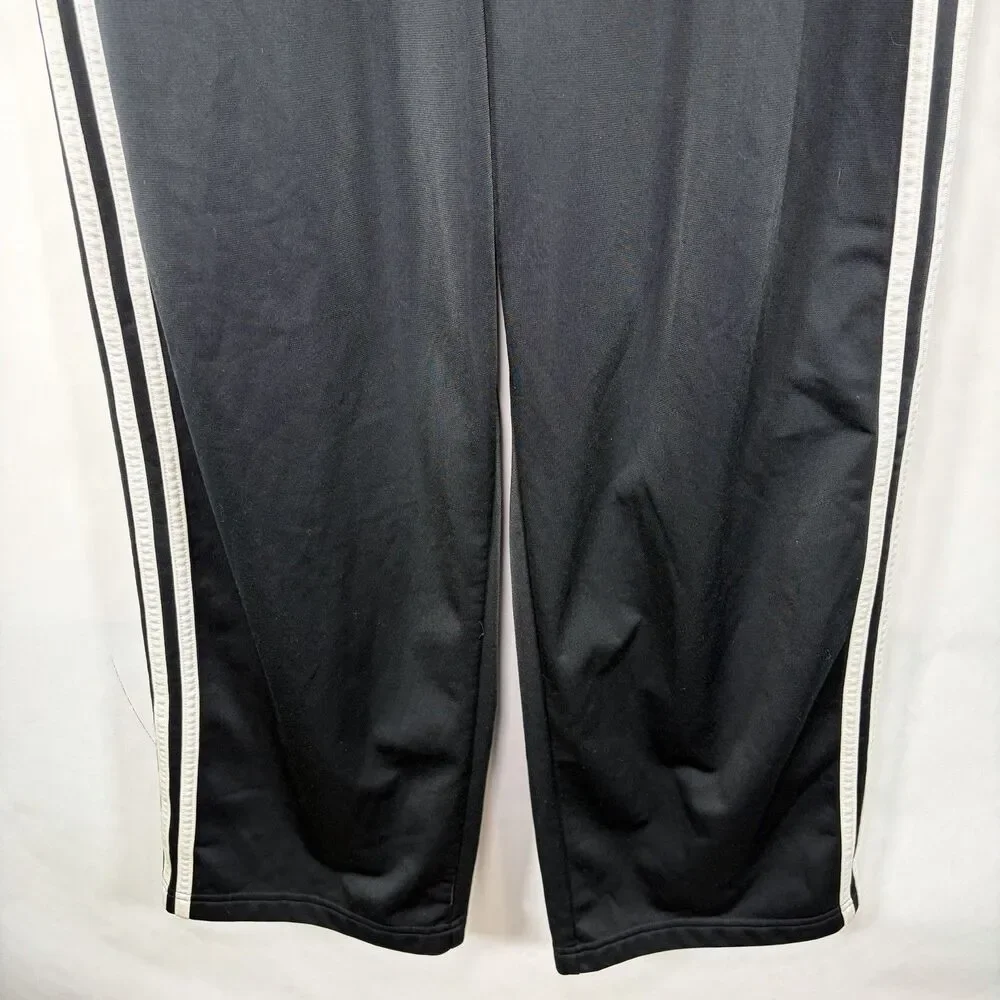 Vintage Y2K Adidas Tear Away Track Pants Mens Large Black Three Stripe 34x31